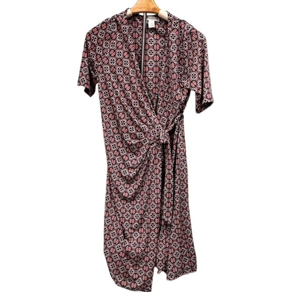 Motherhood Maternity Colorful Floral Short Sleeve Faux Wrap Dress Stretchy Small - Picture 1 of 6